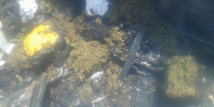 Tras incendio encuentran 25 kilogramos de marihuana