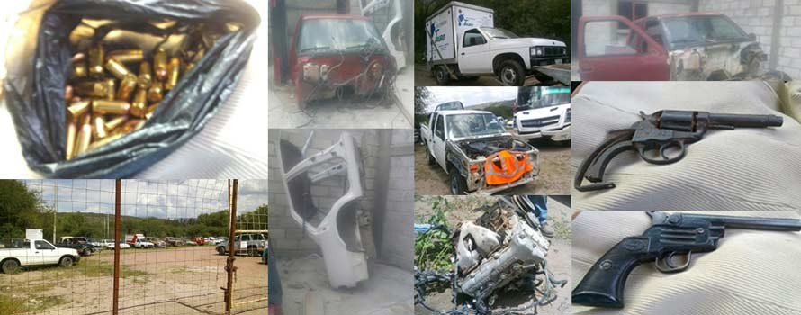 Aseguran armas de fuego y vehículos robados en Victoria