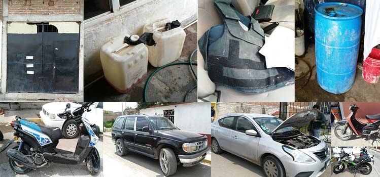 Aseguran equipo táctico, combustible y vehículos en Salamanca