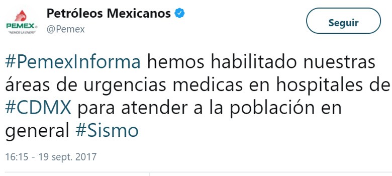 Pemex habilita hospitales para atender a víctimas del sismo