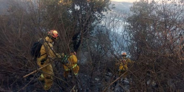 Controlan incendio en Sierra de Lobos, continúan trabajos para extinguirlo