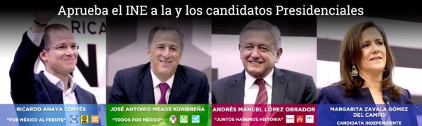 Registra INE cuatro candidaturas a la Presidencia de la República