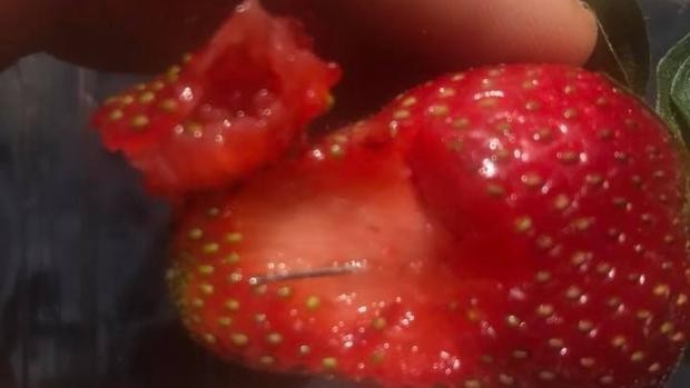 Alertan por agujas escondidas en fresas