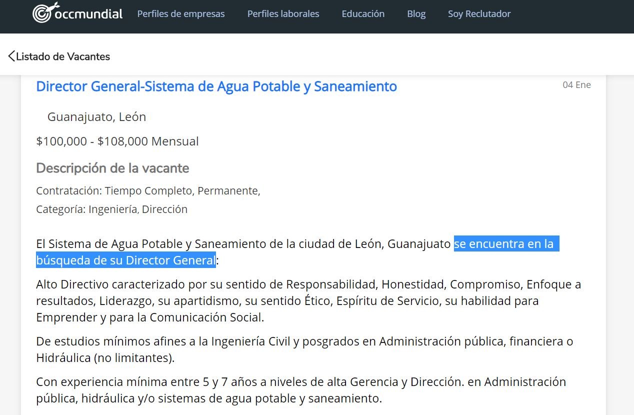 SAPAL busca en bolsa de trabajo a su nuevo director