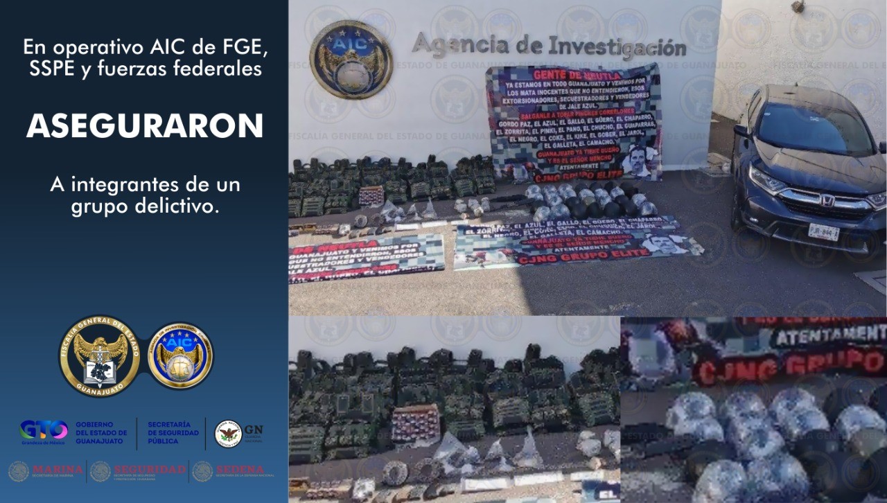 Aseguran arsenal y equipo táctico al CJNG