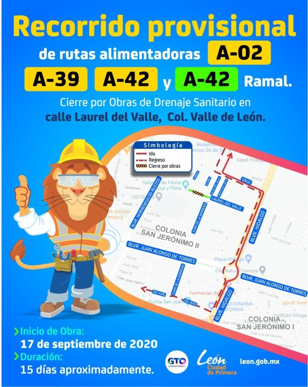 Advierten desvíos de rutas en la colonia Valle de León