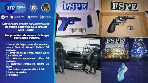 Detienen en Celaya a dos presuntos integrantes de grupo criminal