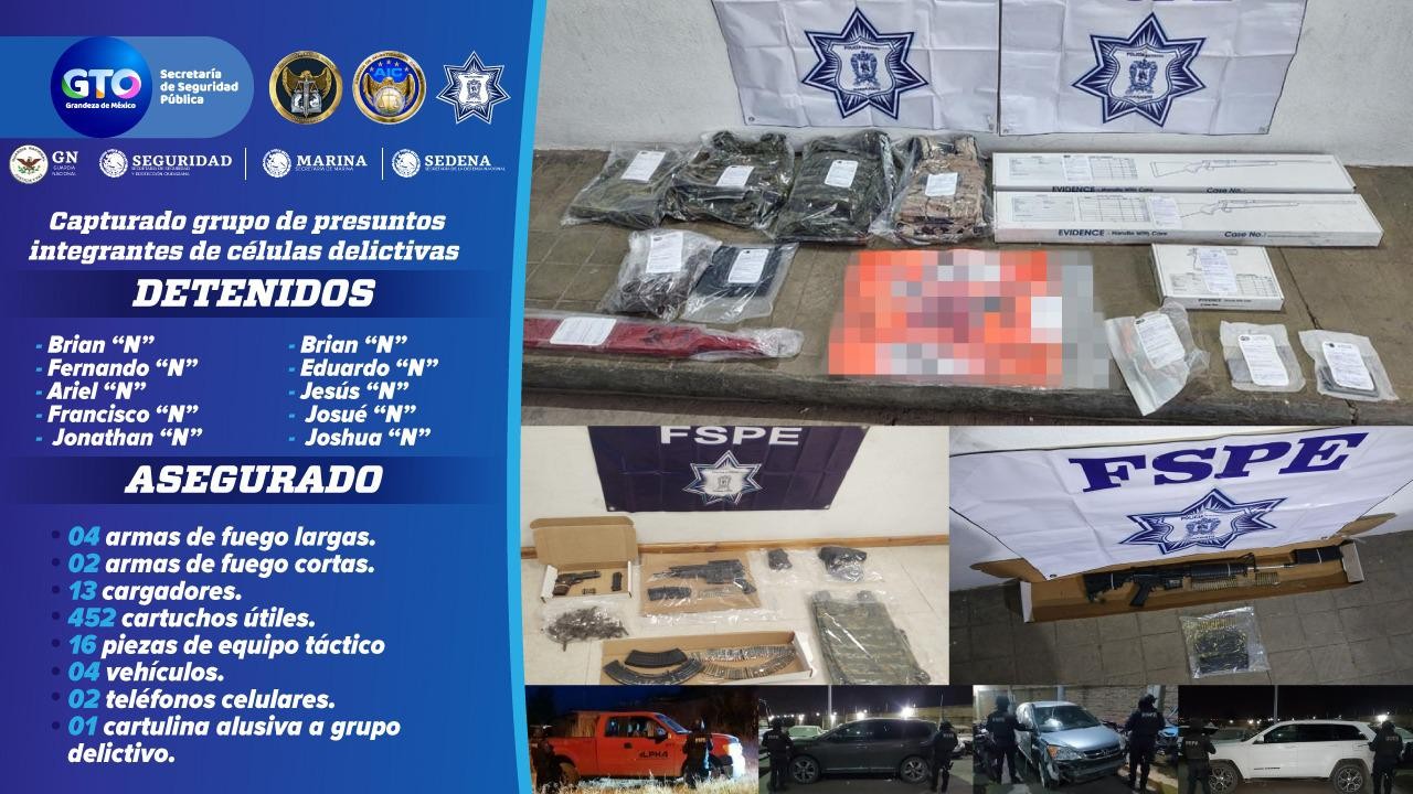 Logran captura de 10 integrantes de células criminales en la zona Laja-Bajío