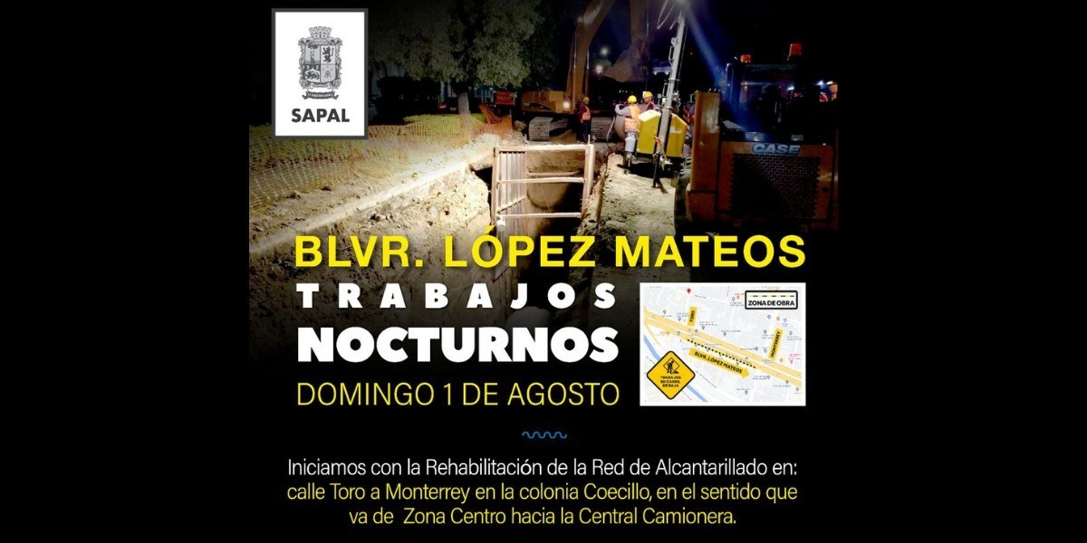 Anuncia SAPAL cierre parcial de bulevar en El Coecillo