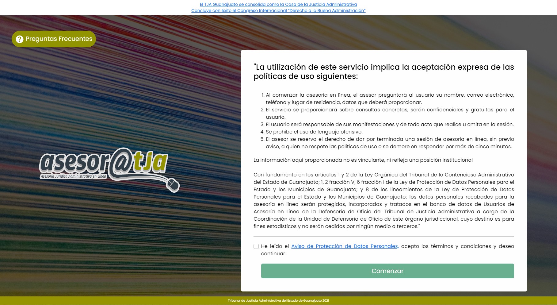 Brinda TJA Guanajuato asesoría legal gratuita mediante WhatsApp