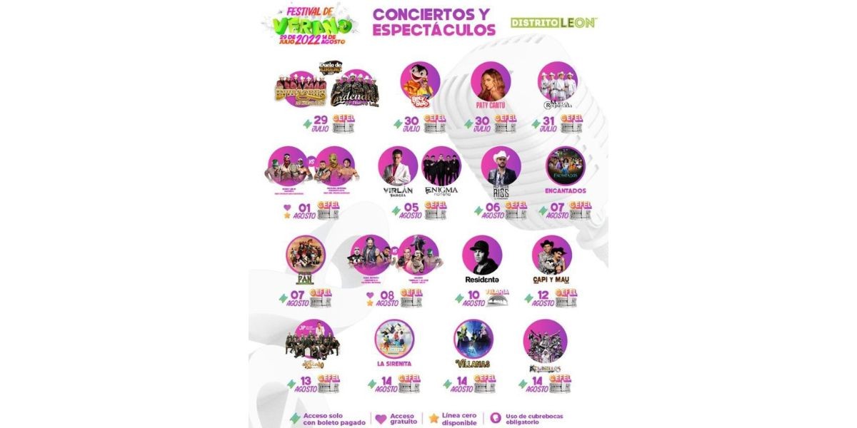 Presentan cartelera completa para Festival de Verano 2022