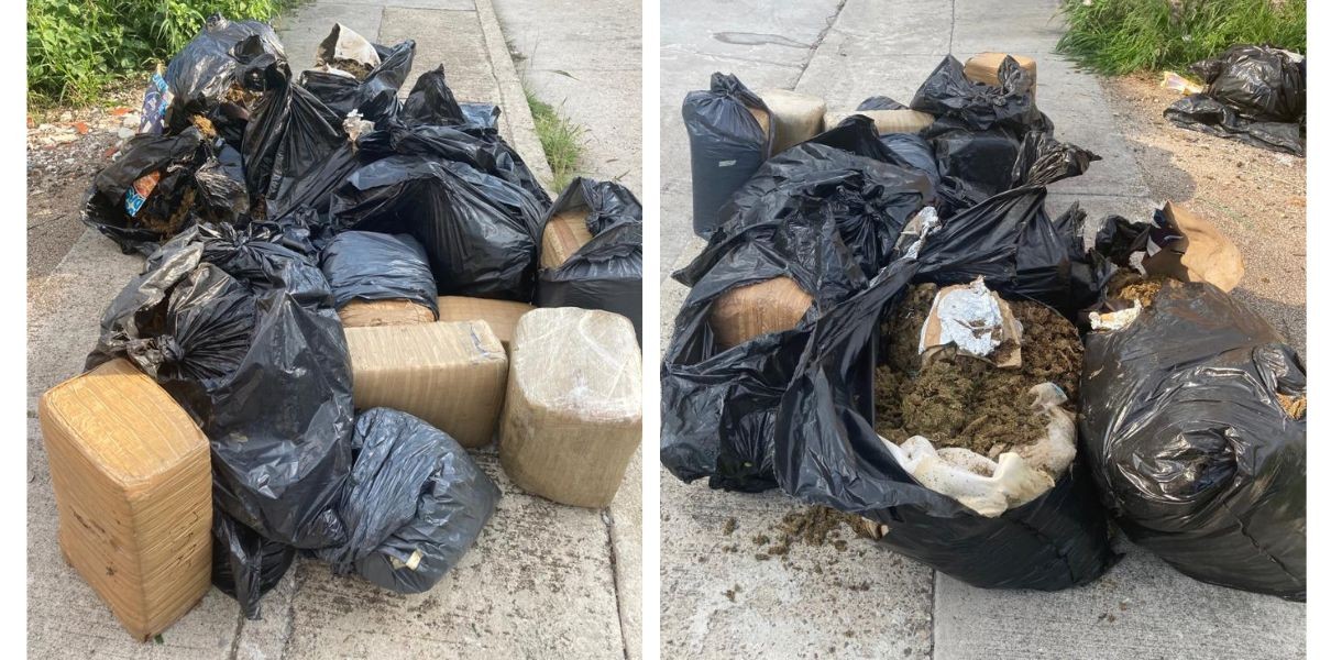 Aseguran 90 kilos de marihuana en la vía pública