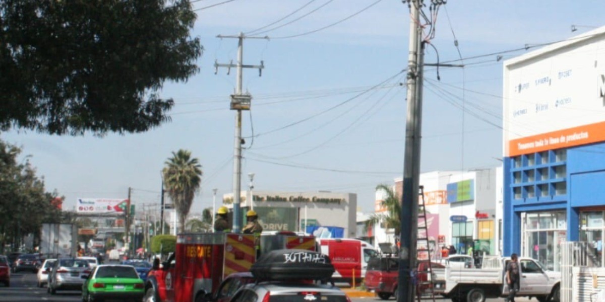 Recibe descarga y queda colgando de cables de poste