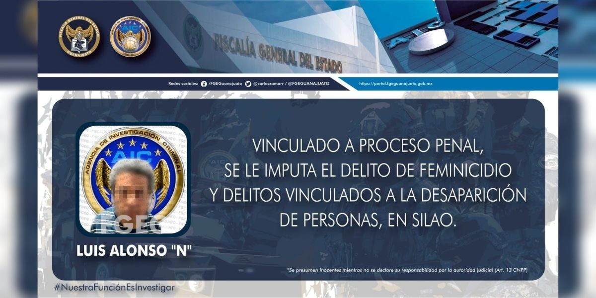 Vinculan a proceso penal a Luis Alonso por el feminicidio de Claudia Alejandra en Silao