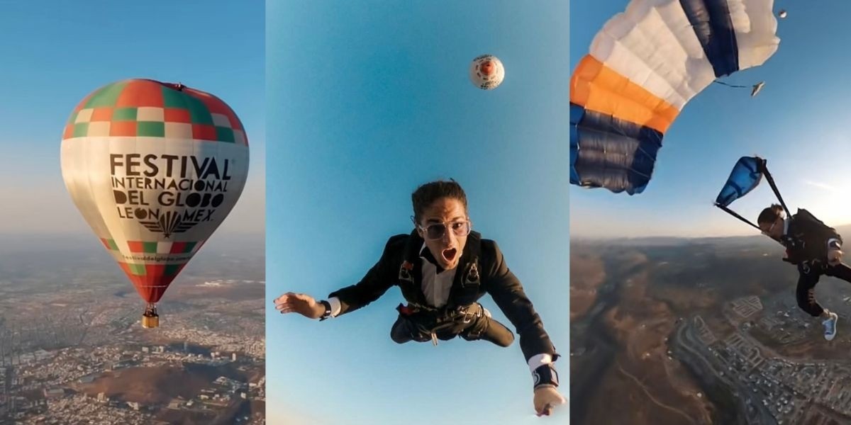 VIDEO: Mau Otero hace historia en León al saltar de globo aerostático del FIG