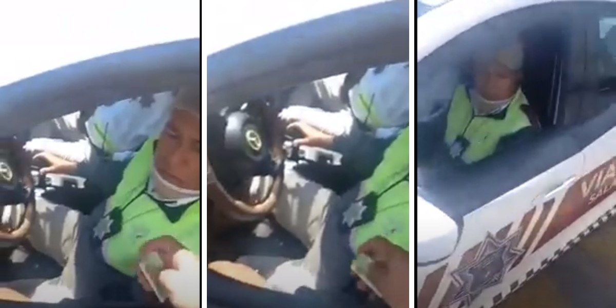 Captan en video cómo dan ‘mordida’ a tránsitos en Salamanca