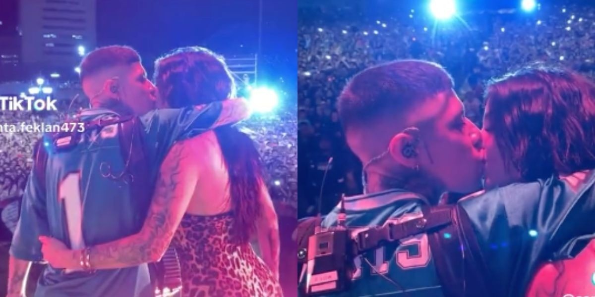 Santa Fe Klan y Karely se besan durante concierto
