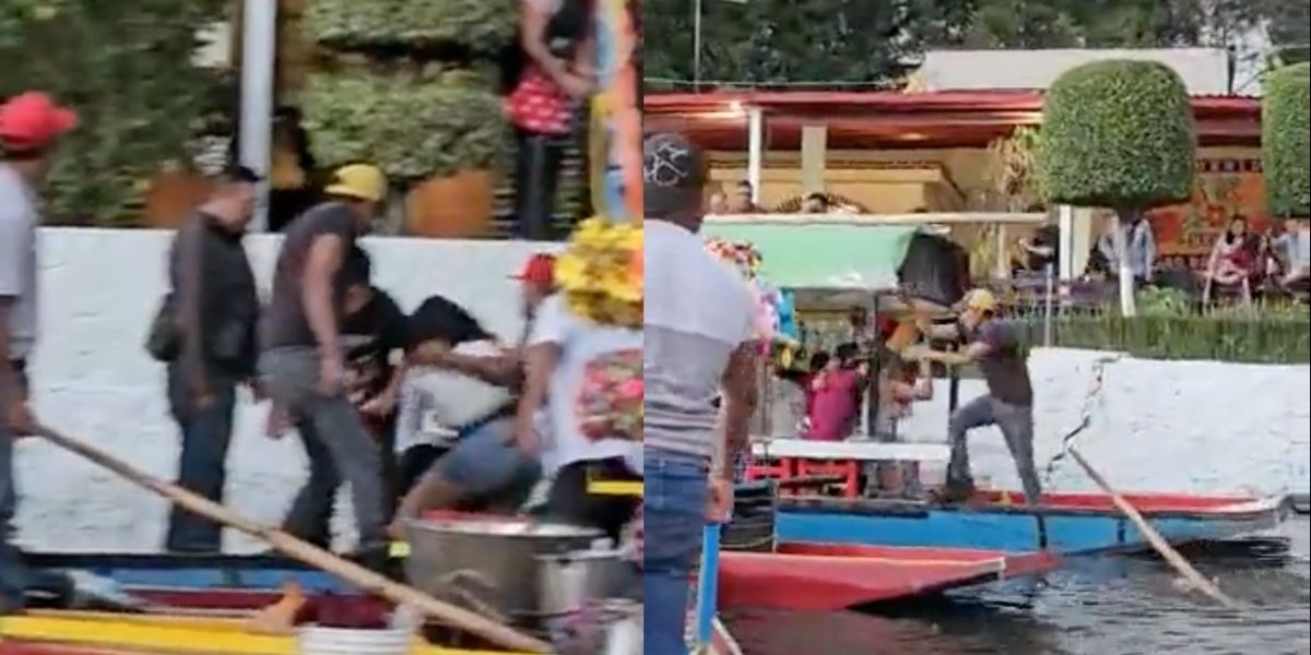 Pelean jóvenes en las trajineras de Xochimilco