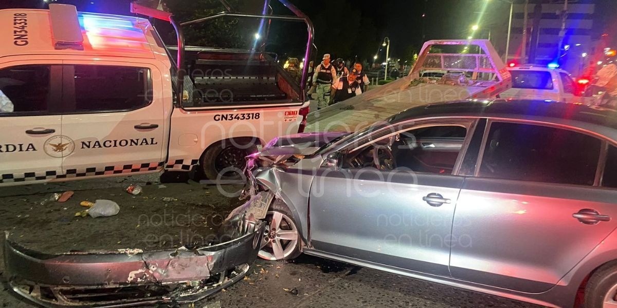 Aparatoso accidente de patrulla de la Guardia Nacional con auto