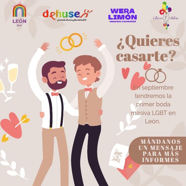 Organizan boda masiva y gratuita para la comunidad LGBT en León