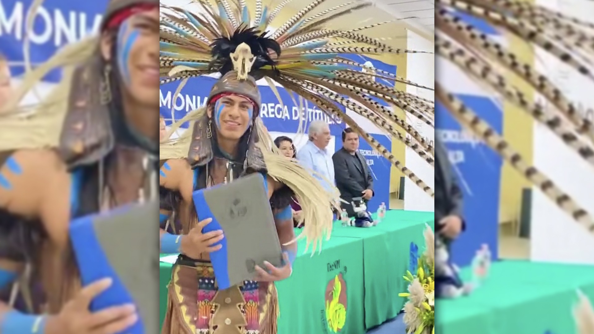 Joven indígena se gradúa con vestimenta prehispánica y se vuelve viral
