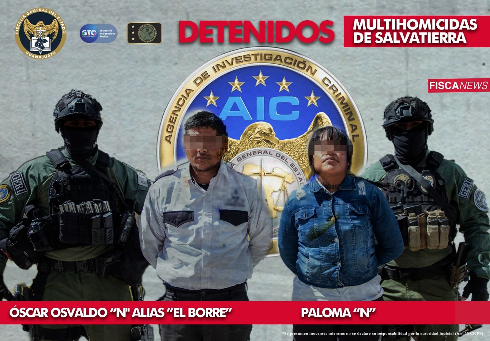 Capturan a dos presuntos autores materiales de la masacre en Salvatierra