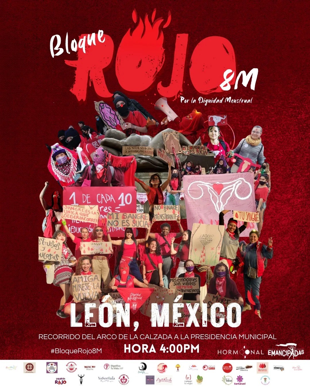 Alistan 'bloque rojo' en marcha feminista del 8M en León