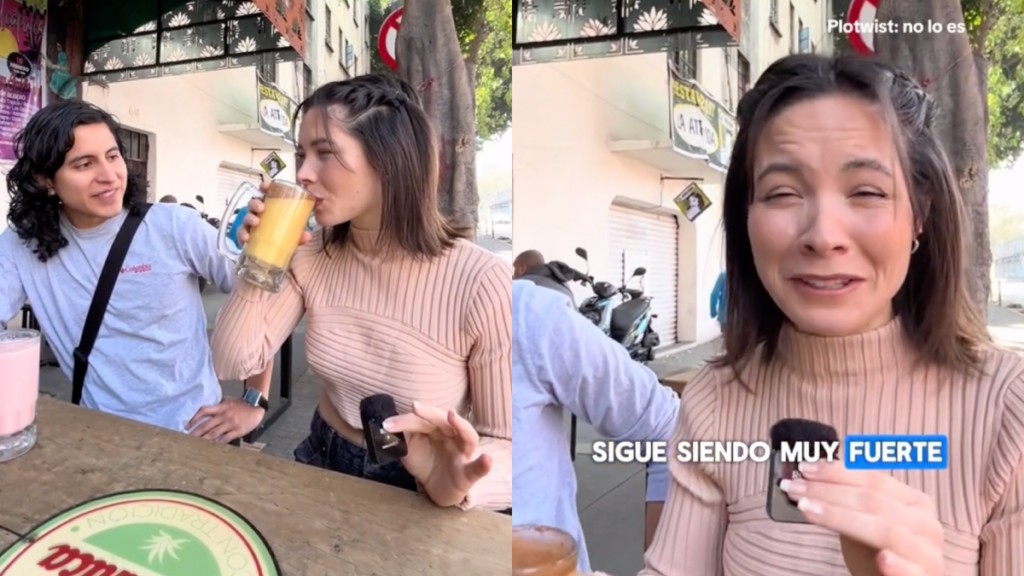 Mujer extranjera prueba el pulque en CDMX y reacciona en TikTok