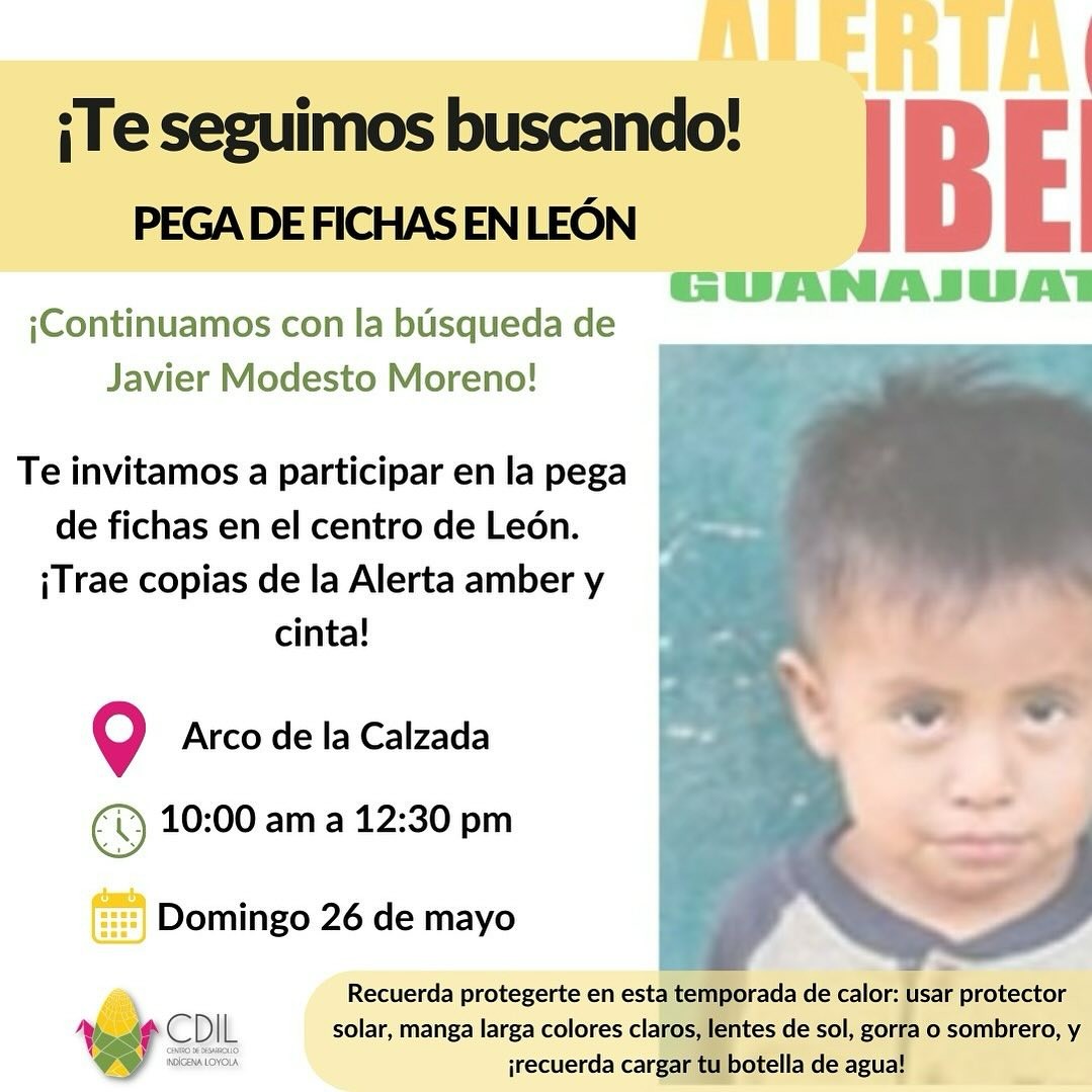 Convocan a pega masiva de fichas de búsqueda para localizar a Javier