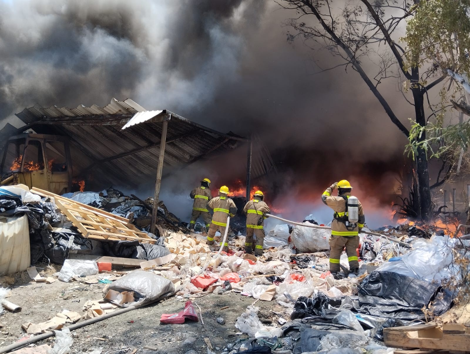 Incendio de pastizal arrasa con yonke en Cumbres La Gloria