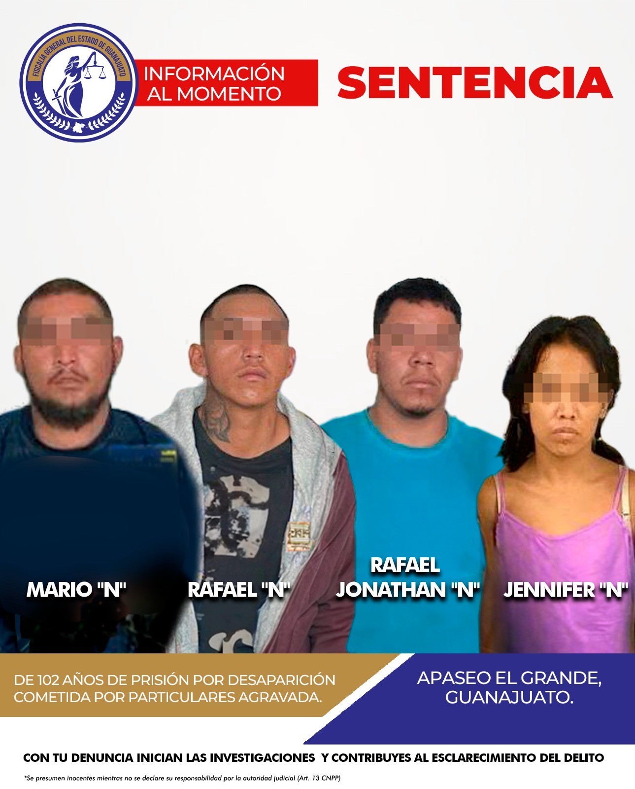 Pasarán el resto de su vida en la cárcel por desaparición de personas