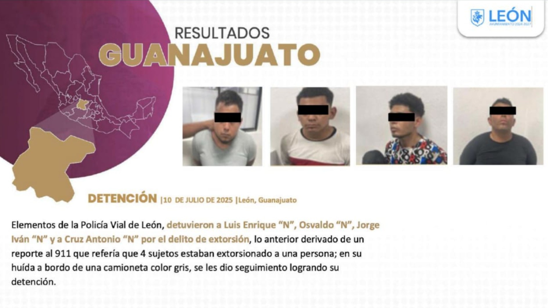 Caen extorsionadores en León, anuncia García Harfuch en la mañanera