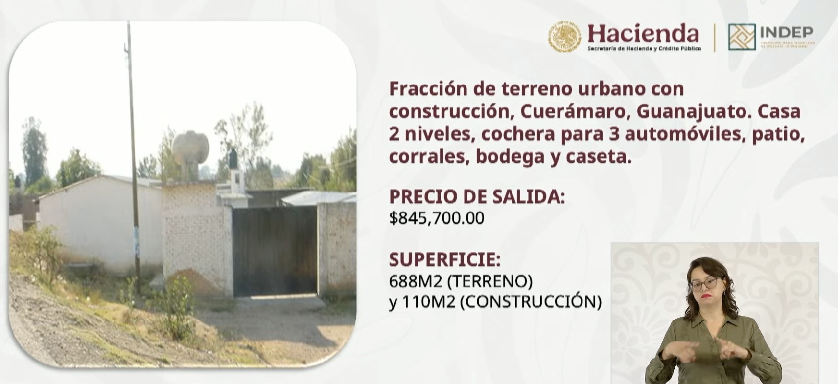 INDEP lanza primera subasta 2025: casas de lujo, autos blindados y terrenos, incluido uno en Cuerámaro