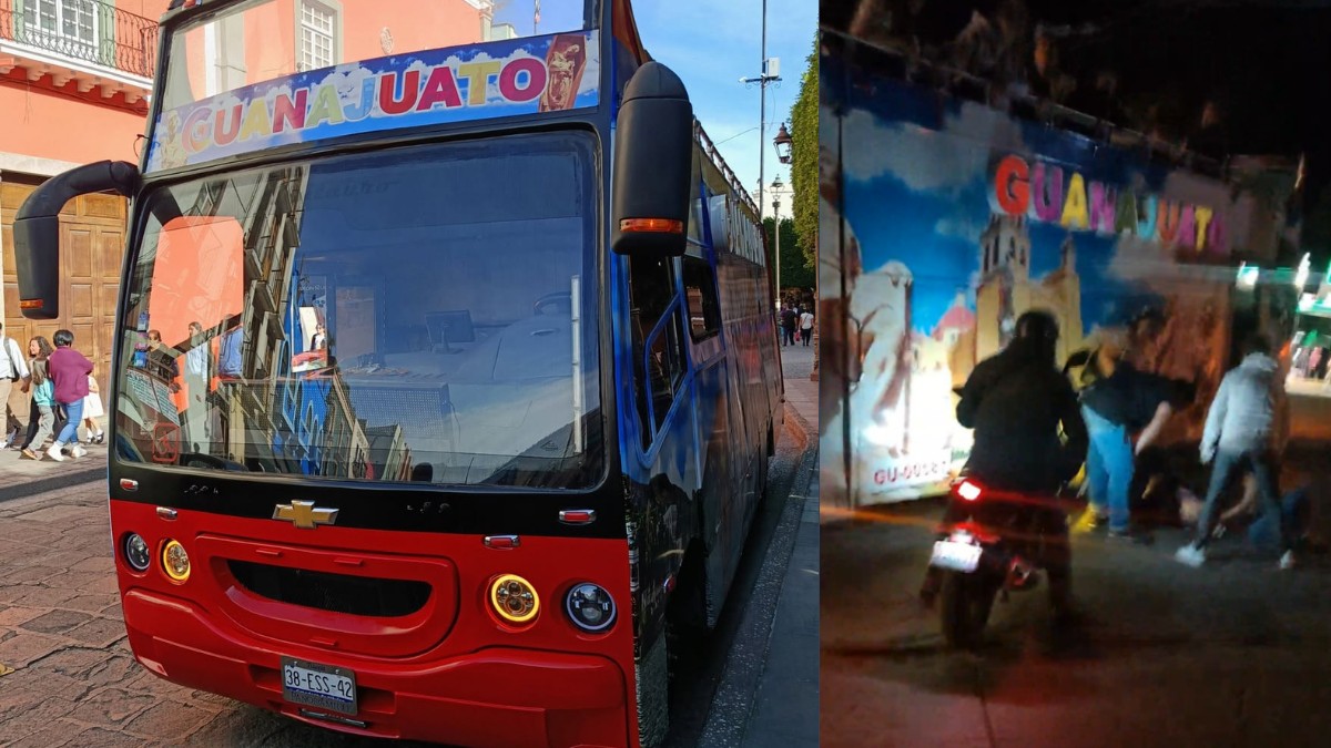 Se cae mujer del segundo piso de “turibus” en Guanajuato
