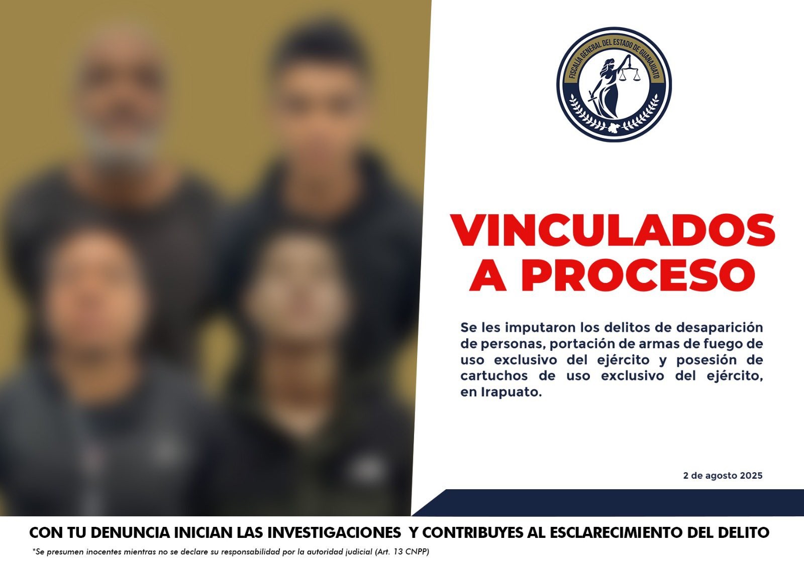 Detenidos con restos humanos y armamento en Irapuato fueron vinculados a proceso