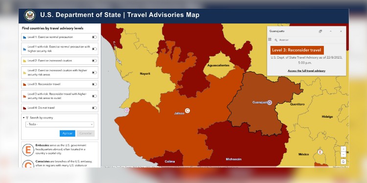 Estados Unidos coloca a Guanajuato en nivel 3 de riesgo por terrorismo y crimen