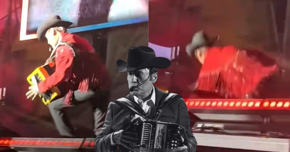 Vocalista de los Tigres del Norte sufre aparatosa caída