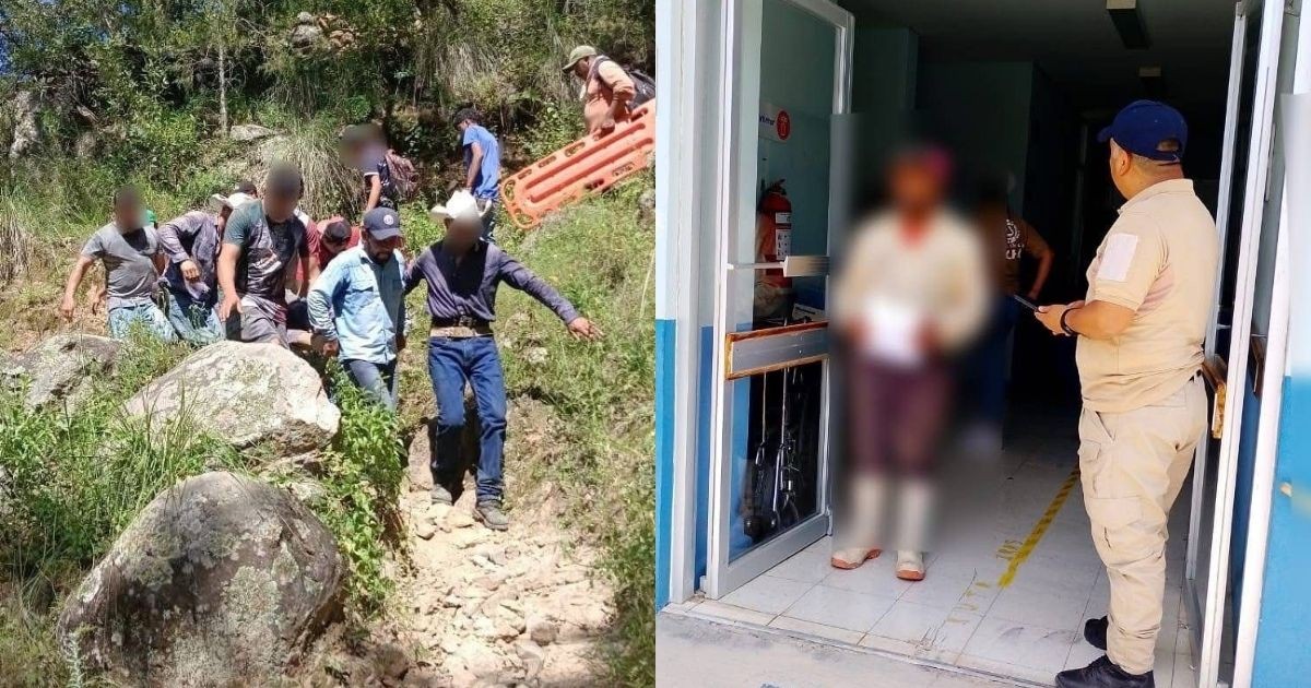 Vecinos de Xichú improvisan camilla y salvan a mujer accidentada en el cerro