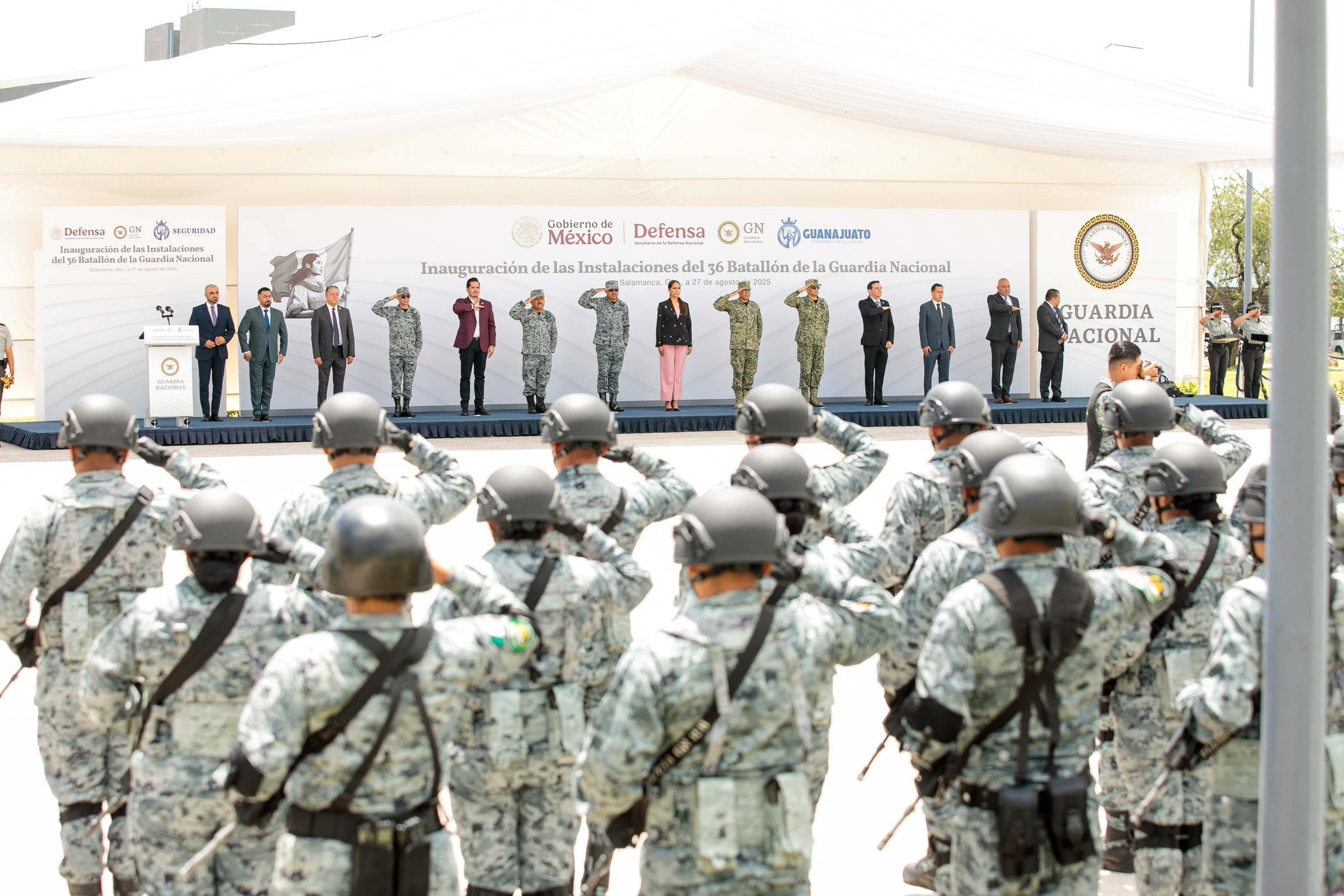 Gobernadora de Guanajuato reconoce a Guardia Nacional en inauguración del Batallón 36