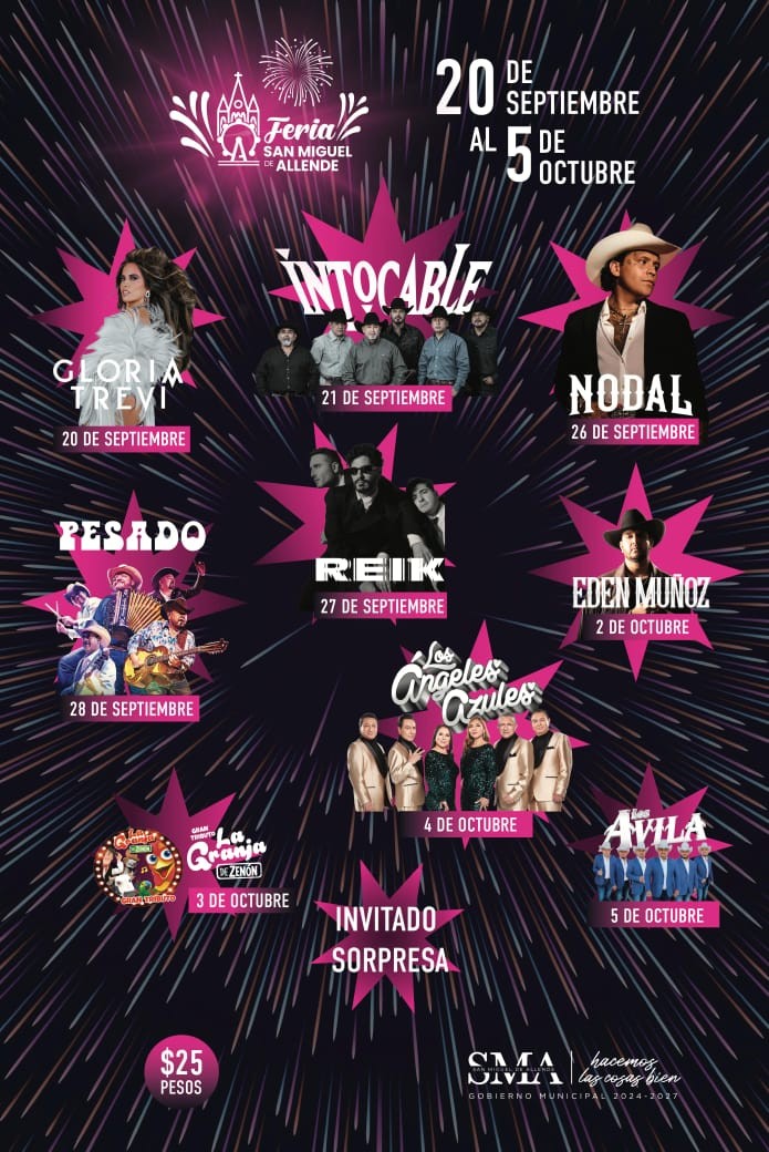 Gloria Trevi, Nodal y Los Ángeles Azules encabezan la feria de San Miguel de Allende Gloria Trevi, Nodal y Los Ángeles Azules encabezan la feria de San Miguel de Allende