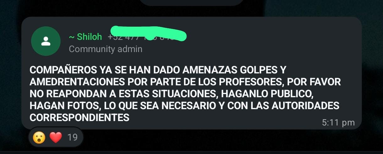 Alumnos compartieron haber recibido amenazas Alumnos compartieron haber recibido amenazas