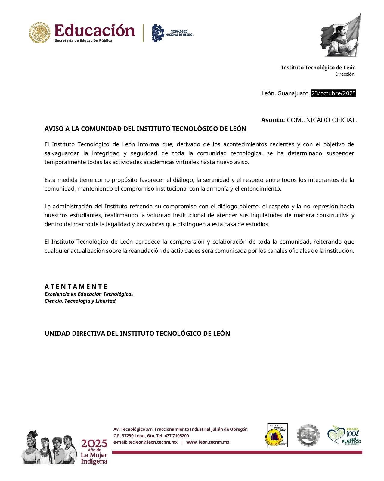 Estudiantes del TEC de León bloquean López Mateos para exigir la renuncia de la directora; advierten nuevos bloqueos 