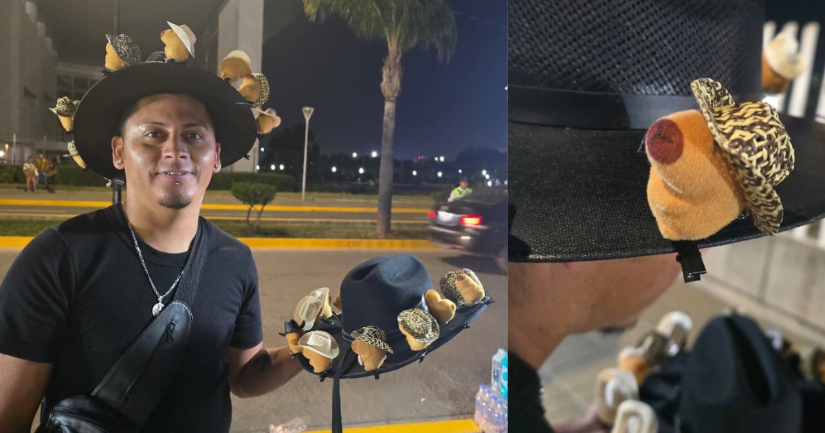 “Les pegué sombreros y listo“ Recicla mini capibaras de la Feria para vender afuera de concierto de los Capibaras Tour