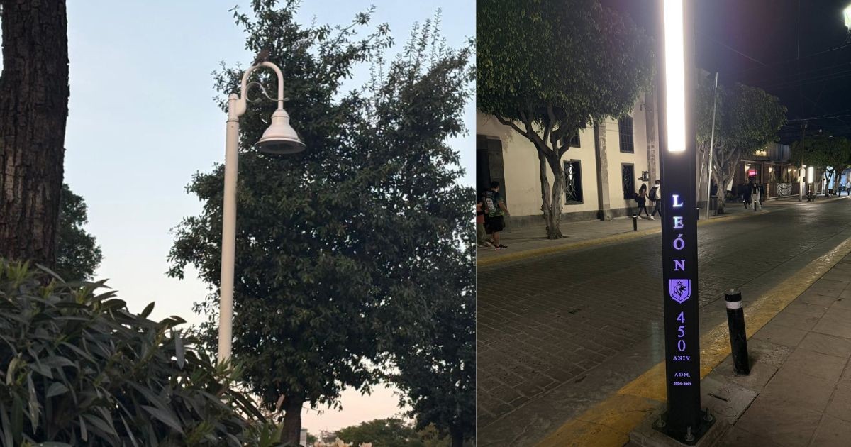 León estrena iluminación: Cambian faroles por lámparas modernas en la Calzada