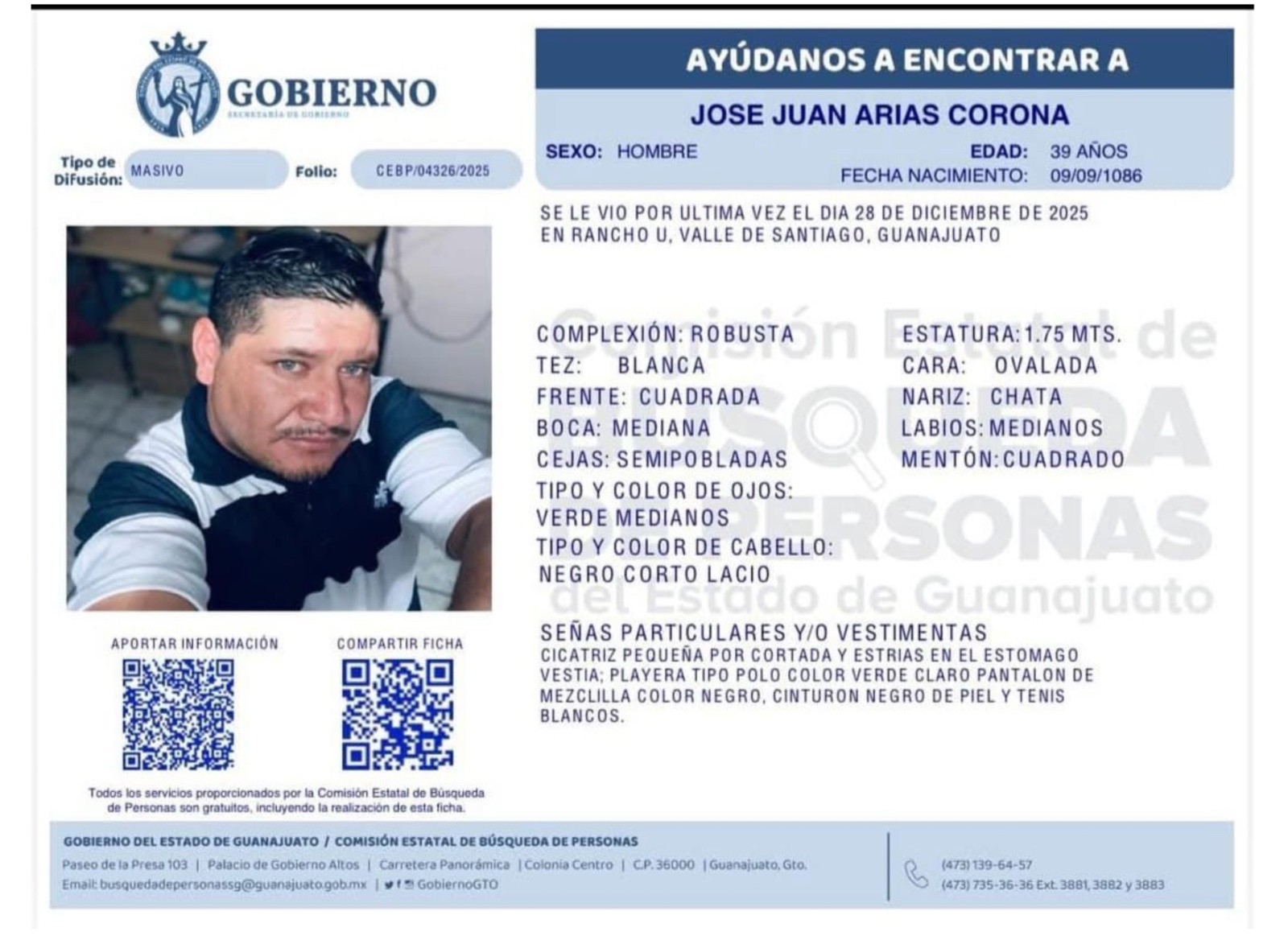 Ficha de búsqueda de José Juan Arias Corona, padre buscador y papá de Juanito