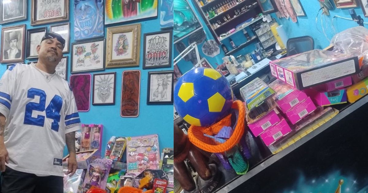 Leonés canjea tatuajes por juguetes para que ningún niño se quede sin Reyes Magos