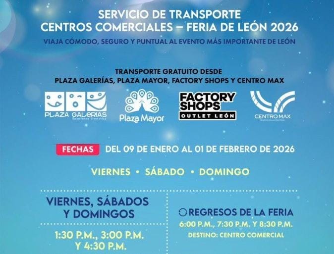 Feria de León ofrece transporte gratuito desde plazas comerciales