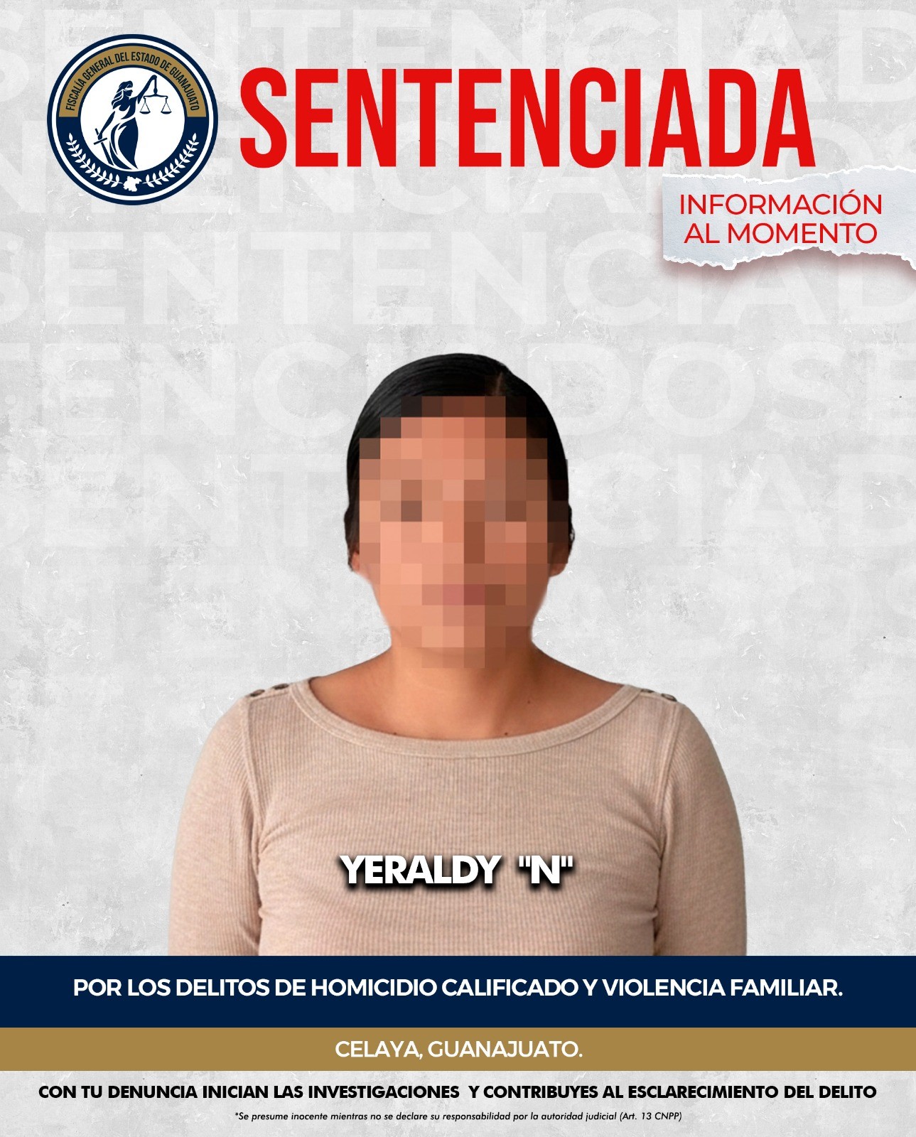 Sentencian a mujer a 20 años de prisión por homicidio de un menor y violencia familiar en Celaya