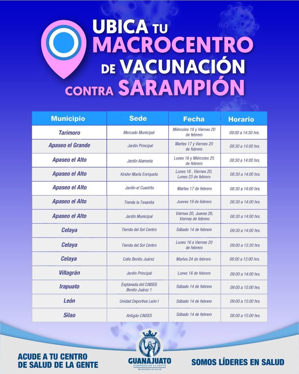 Activan jornada especial de vacunación contra Sarampión en Guanajuato; aquí los puntos 