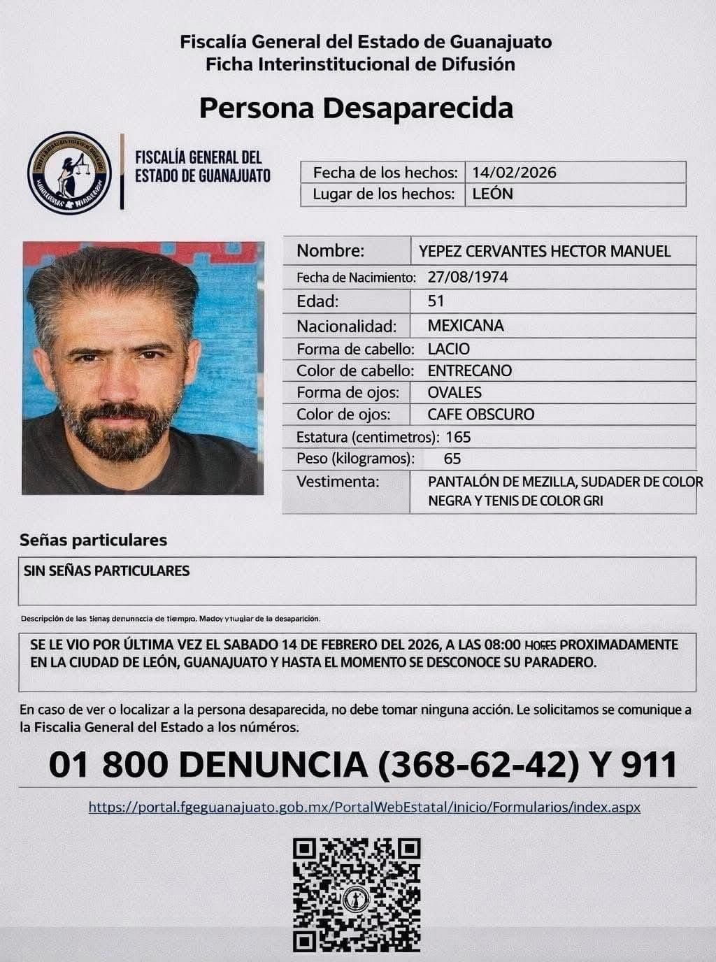 Desaparece el maestro Héctor Manuel Cervantes en León: Piden ayuda para localizarlo